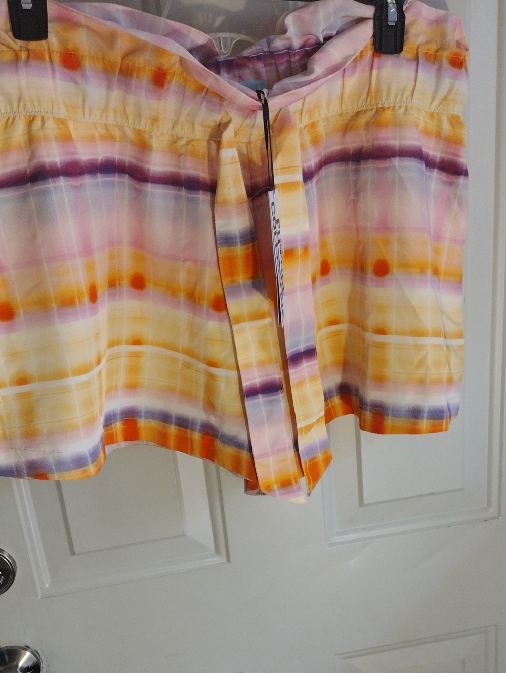 Striped High-Waist Summer Shorts in Yellow & Pink